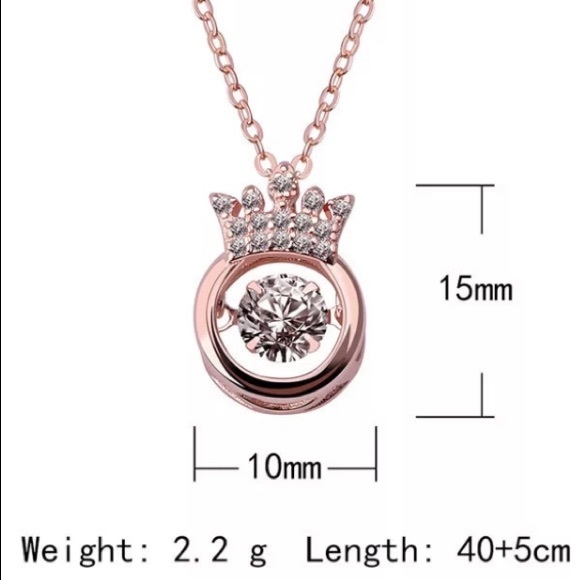 ❤️ABSOLUTELY BEAUTIFUL🌹ROSE GOLD CROWN NECKLACE WITH A SPINNING CRYSTAL❤️ - Picture 4 of 5